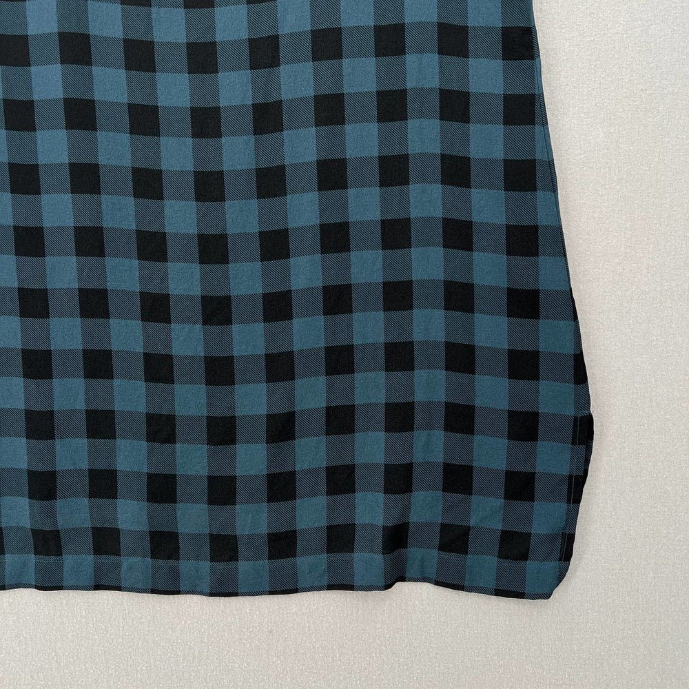 EILEEN FISHER Shirt Womens Small Black Blue Buffalo Check Silk Tunic Top Tank - Picture 9 of 16